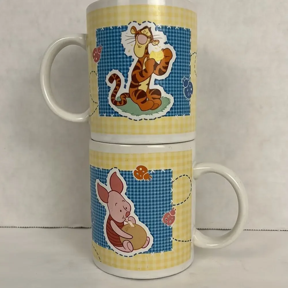 Disney Winnie the Pooh Mugs Cup Set of 2 Coffee Tea Cocoa Tigger Piglet 10 ounce